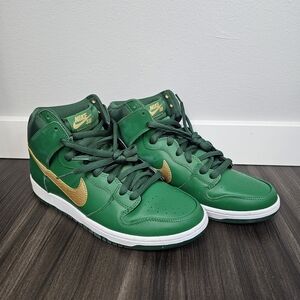 Nike SB Dunk High Green with Gold Swoosh